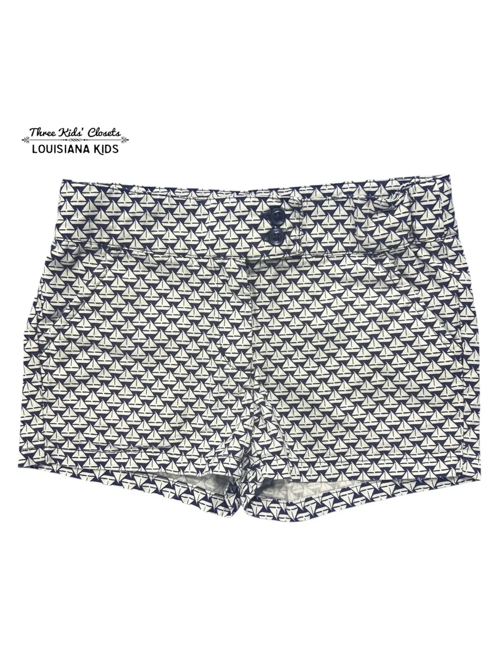 Janie and Jack 4Y Navy & White Sailboat Print Shorts